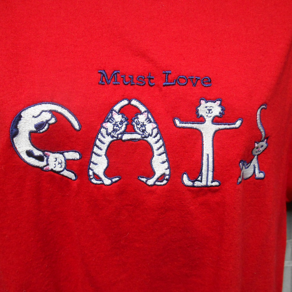 Jerzees red “Must love Cats” red t-shirt large - Picture 2 of 4